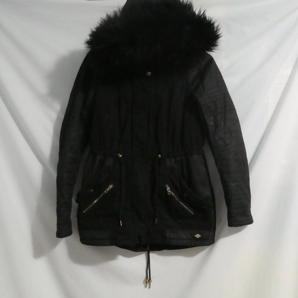 ONLY | small | Black Fur Trimmed Hooded Coat | Late Fall - Early Spring